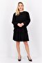 Women Textured Mini Dress, Black - 4