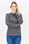 Women Mock Neck Long Sleeve Solid Top, Grey