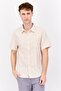 Men Regular Fit Stripe Short Sleeve Casual Shirt, Beige