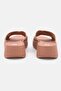 Women Slip On Flat Form Cross Sandals, Tan - 4