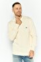 Men Crew Neck Embroidered Print Long Sleeves Sweater, Beige