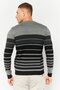 Men Crew Neck Stripe Sweater, Black - 4
