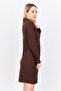 Women Ruched Mini Dress, Brown - 2