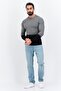 Men Crew Neck Long Sleeve Two-Tone Sweater, Grey - 4