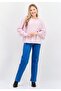 Women Crew Neck Long Sleeve Textured Sweatshirt, Pink - 4