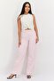 Women Regular Fit Wide Leg Ribbed Pants, Pastel Pink - 4