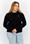 Women Crew Neck Embroidered Logo Knitted Sweater, Black