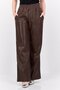 Women Regular Fit Plain Wide Leg Pants, Chocolate Brown