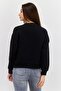 Women Crew Neck Embroidered Long Sleeves Sweatshirt, Black - 3