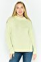 Women High Neck Textured Sweater, Lime Green