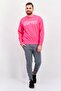 Men Crew Neck Long Sleeve Brand Logo Sweatshirt, Pink - 4