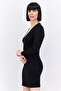 Women Ribbed Mini Dress, Black - 2