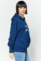 Women Hooded Brand Logo Long Sleeves Sweatshirt, Navy Blue - 4