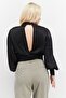 Women High Neck Long Sleeves Satin Blouse, Black - 3