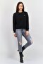 Women Crew Neck Embroidered Long Sleeves Sweatshirt, Black - 4