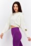 Women Sportswear Fit Long Sleeve Training Crop Sweatshirt, Beige - 4
