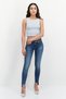 Women Skinny Fit Mid Waist Stretchable Denim Jean, Blue - 4
