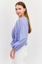 Women Square Neck Puff Sleeve Shirred Blouse, Blue - 2