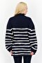 Women High Neck Long Sleeve Stripe Sweater, White - 4