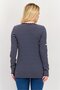 Women Ruffle Neck Long Sleeve Striped Top, Navy - 3