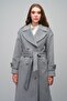 Low Sleeve Epaulet Detailed Double-Breasted Oversize Coat A.Grey 3062 - 2