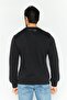 Men Crew Neck Long Sleeves Brand Logo Sweatshirt, Black - 4