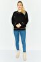 Women Round Neck Plain Sweater, Black - 4