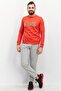 Men Crew Neck Long Sleeve Brand Logo Sweatshirt, Red - 4