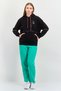 Women Sportswear Fit Long Sleeve Outdoor Hooded Sweatshirt, Black - 4