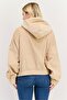 Women Hood And Drawstring Long Sleeve Ribbed Sweatshirts, Cream - 3