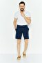Men Plain Chino Shorts, Navy - 2