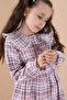Pink Plaid Print Button Closure Long Sleeve Girl's Dress 20168 - 4