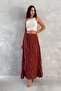 Women's Tile Pleated Wrinkled Fabric Maxi Long Skirt - 3