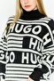 Women Allover Pattern Sweater Dress, Black - 3