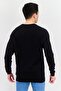 Men V Neck Long Sleeve Brand Logo Sweater, Black - 4