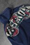 Men's Blue Snake Washed Hooded Oversize Sweatshirt - 3