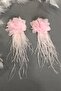 Pink Color Floral Feather Earrings - 2