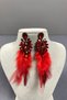 Red Most Elegant Feathered Special Invitation Prom Wedding Evening Dress Earrings