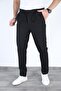 Men's Black Color Elastic Waist Lace-Up Quality Casual Winter Trousers