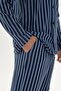 Men's Blue Striped Cotton Combination Shirt Collar Pajama Set - 5