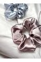 مجموعة إبزيم مطاطي مصنوع يدويًا من الساتان المعدني باللون الوردي والفضي - 3