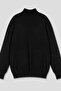 Men's Black Full Fisherman Slim Fit Knitwear Sweater - 4