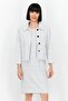 Women 2 Pcs Grid Pattern Blazer And Midi Dress Set, White