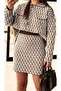 Brown-Blue Knitwear Set with Shirt and Mini Skirt - 5