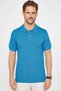 Men's Slim Fit Slim Fit 100% Cotton Plain Pique Blue Polo Collar T-Shirt - 2