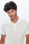 Men's Slim Fit Slim Fit 100% Cotton Soft Textured Plain Pique Ecru Polo Neck T-Shirt - 3