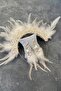 Cream Rooster Feather Crystal Beaded Bridal Henna Tiara and Earring - 5