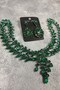 Green Sultan Frontlet Bridal Henna Hair Accessory and Evening Dress Earring - 2