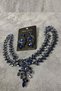 Navy Blue Sultan Model Frontlet Bridal Henna Hair Accessory and Earring Set - 2