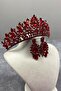 Red Danver Stoned Bridal Henna Crown and Evening Dress Earring Set - 4